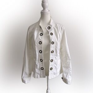 White Jean Jacket w Cool Metal Detail